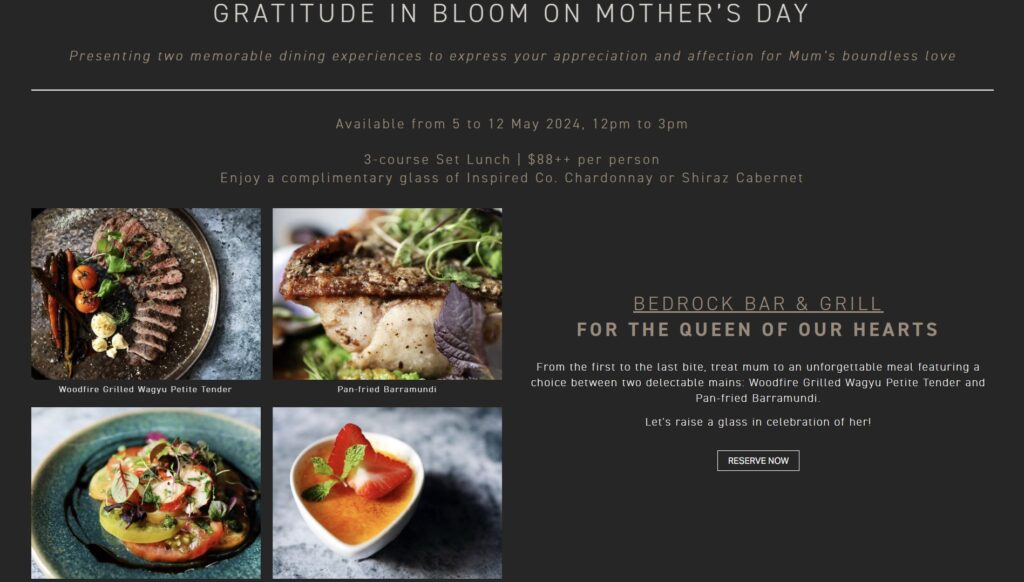 Mother's Day Menu at Bedrock Bar and Grill