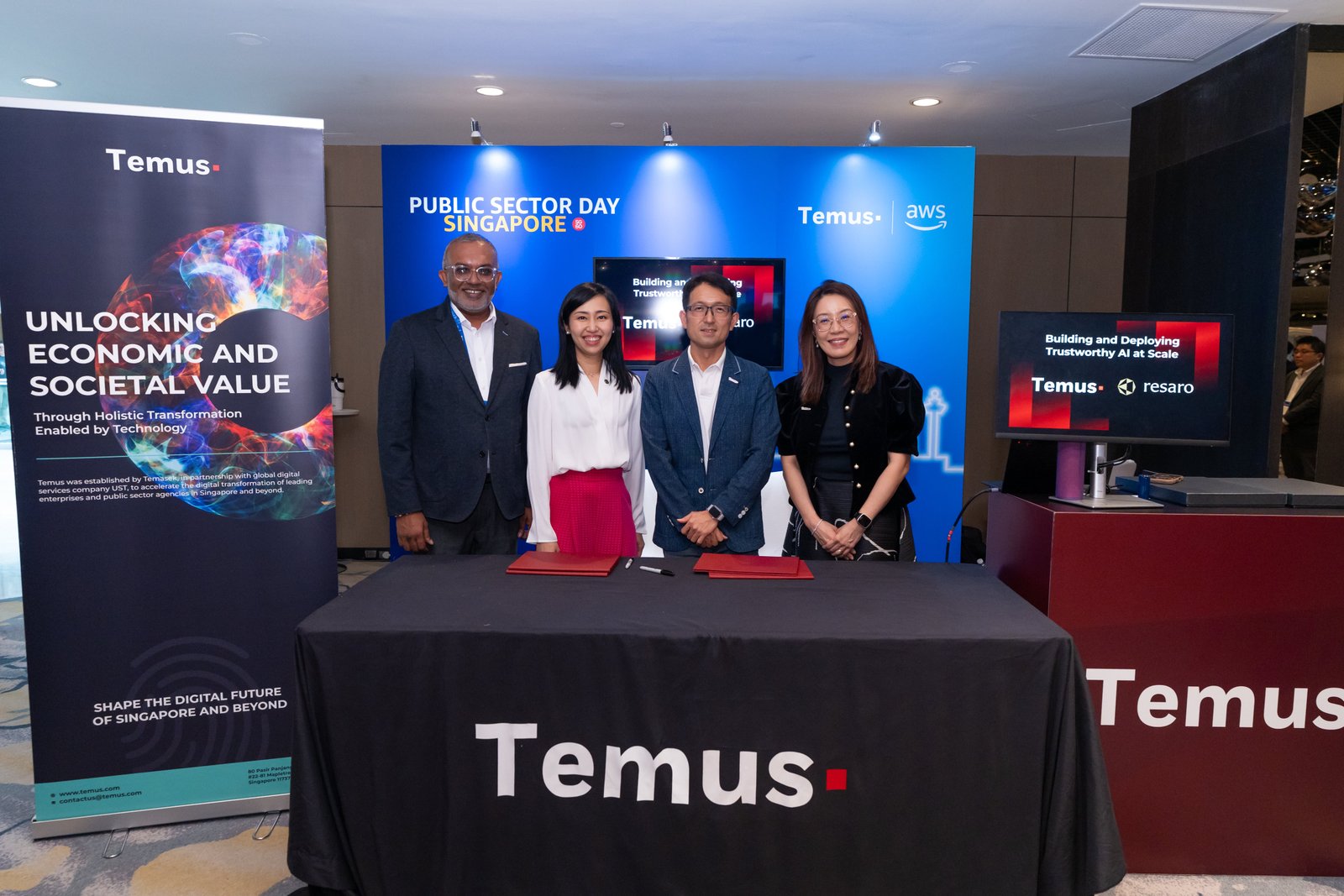 Temus Accelerates Growth with Strategic Partnerships and Executive Appointments to Power Singapore’s Smart Nation in the AI Era 1 Kiren Kumar, Deputy Chief Executive Development, IMDA; April Chin, Co-CEO, Resaro; Sutowo Wong, Managing Director, AI & Data, Temus; Ng Lai Yee, Chief Executive Officer, Temus