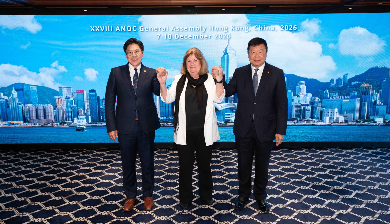Hong Kong Kicks Off One-Year Countdown to the XXVIII ANOC General Assembly 2026 1 The One-Year Countdown Kick-Off Press Conference of the XXVIII ANOC General Assembly took place today. Officiating guests who launched the event included (from left) Mr Kenneth FOK, Chairperson of XXVIII ANOC GA HK, China, 2026 Steering Committee cum Vice President of SF&OC; Mrs Gunilla LINDBERG, ANOC Secretary General, International Olympic Committee Member; and Mr Edgar YANG, Vice Chairperson of XXVIII ANOC GA HK, China, 2026 Steering Committee cum Hon. Secretary General, SF&OC.